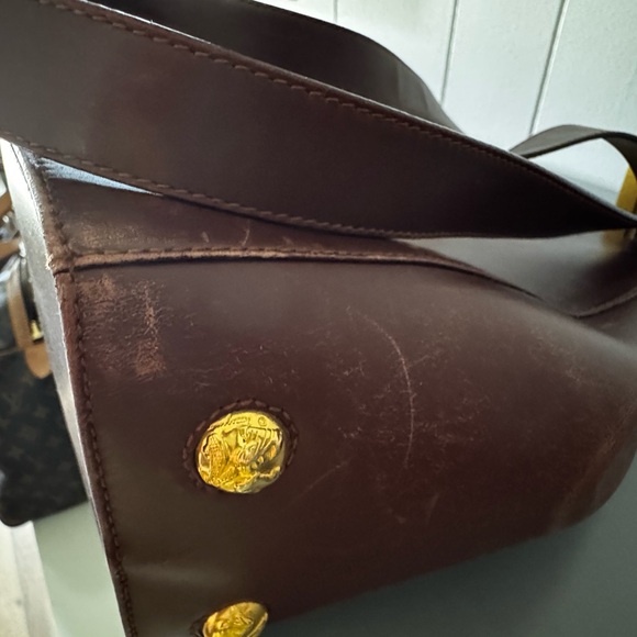 Rare Vintage Ferragamo Leather Bag Studded Gold Hardware Italy - Picture 12 of 12